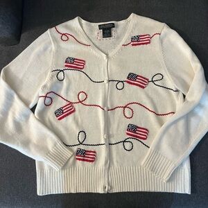 NWT American Flag Embroidered Sweater
